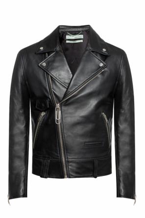 Leather 'biker' jacket with a print, zdjęcie 1 Leather 'biker' jacket with a print od Off White